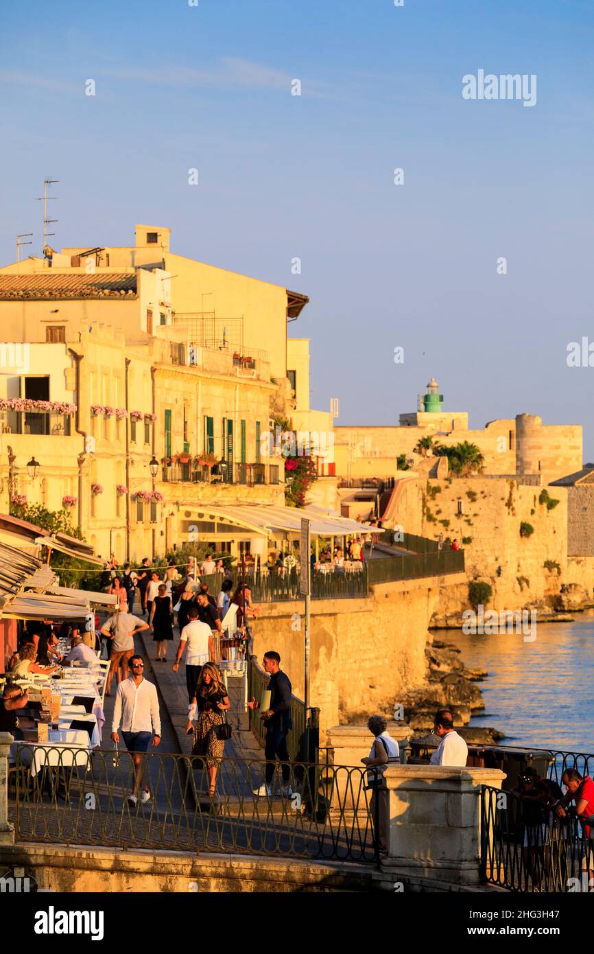 Waterfront, Ortigia, Syracuse, Sicily Stock Photo