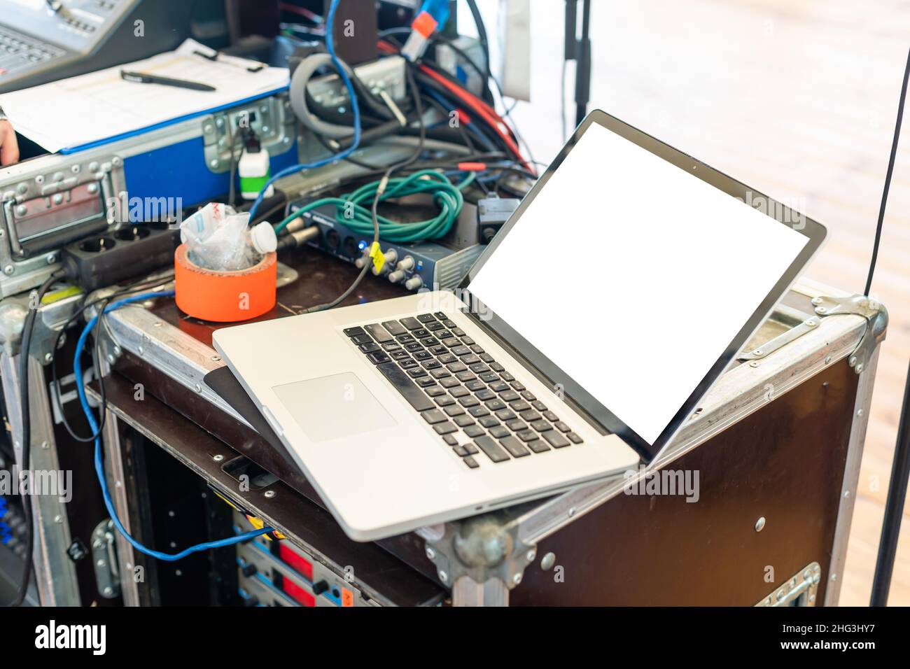 Music Home studio equipments with laptop computer Audio interface headphone Stock Photo Alamy