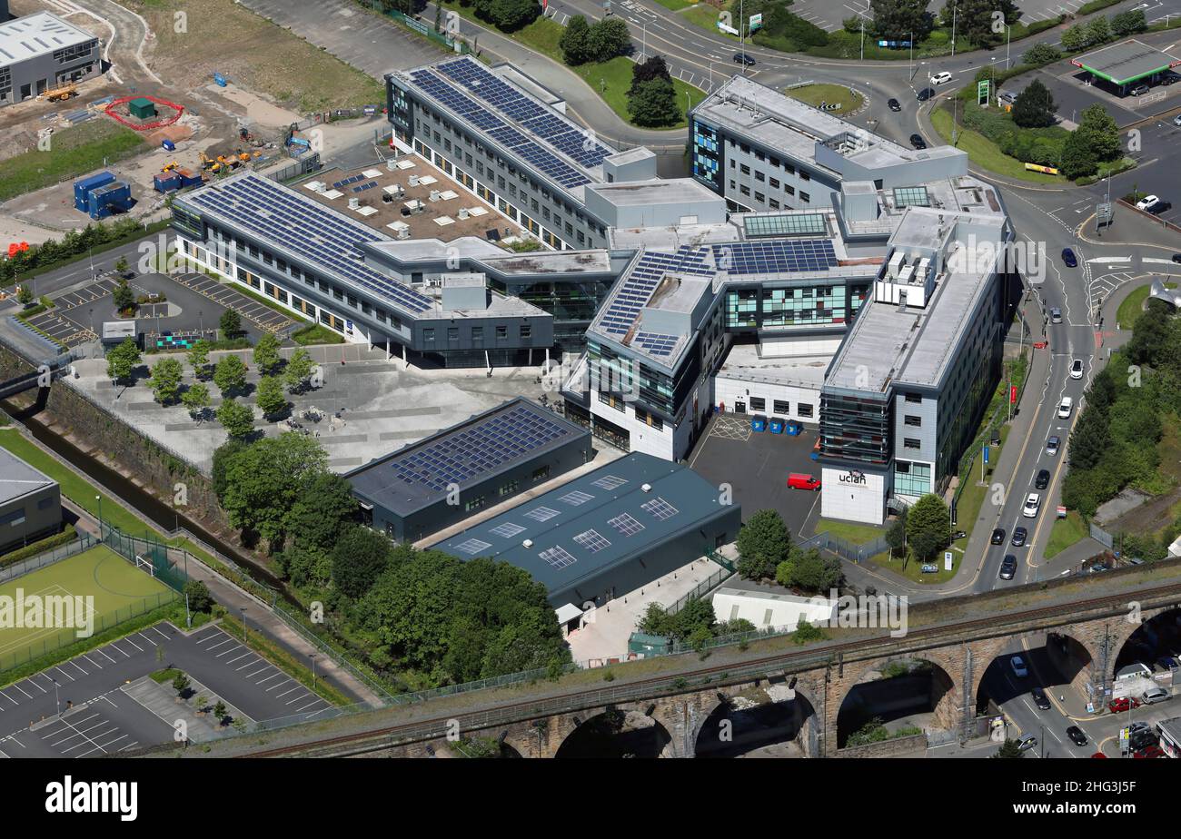 aerial view of Burnley College within The University of Central Lancashire, Burnley, Lancashire Stock Photo