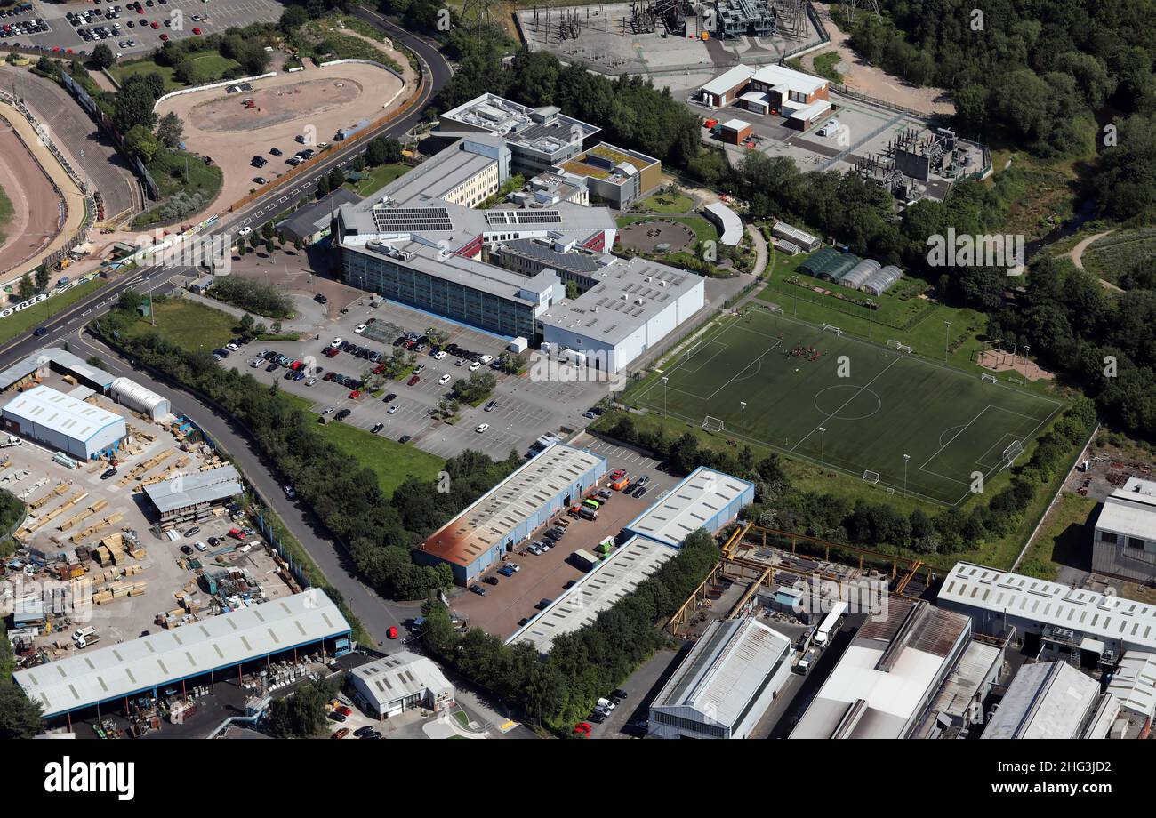 aerial view of The Hillsborough Campus of Sheffield College, South Yorkshire Stock Photo