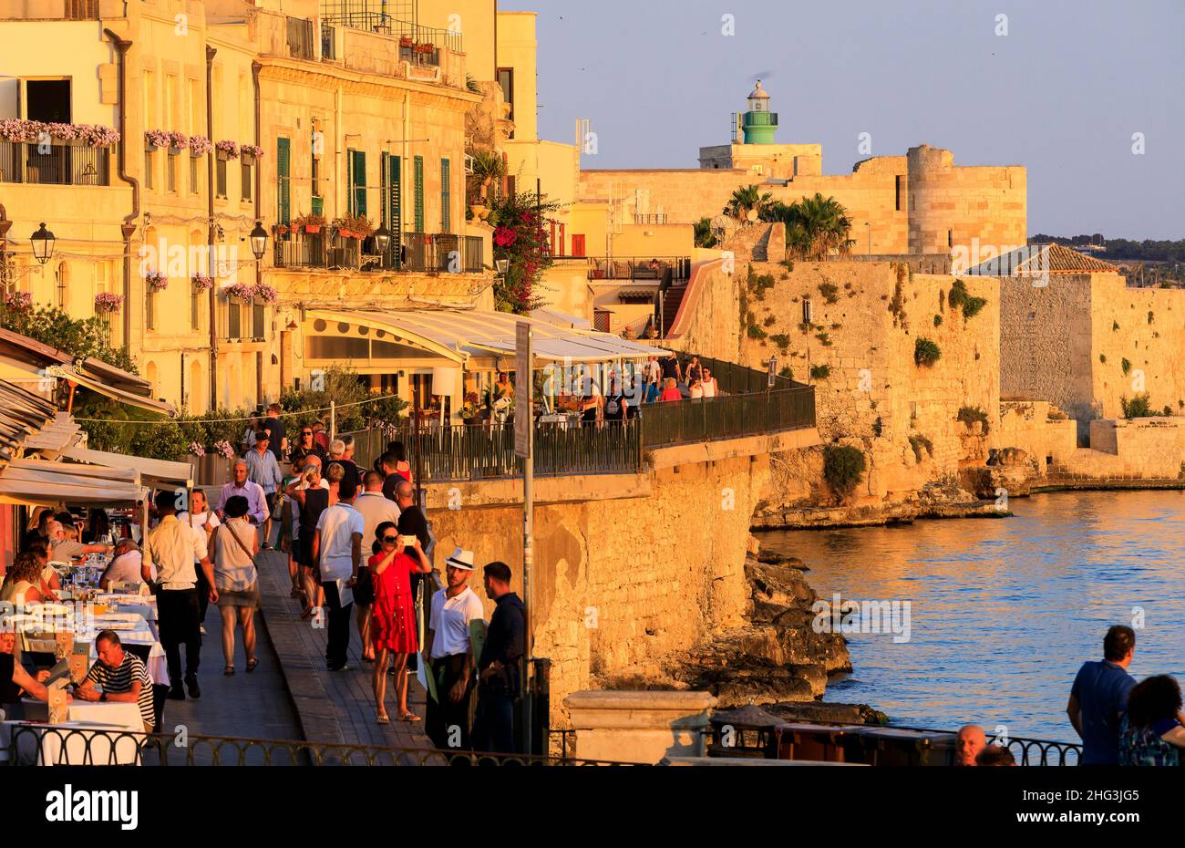 Waterfront Ortigia Syracuse Sicily Stock Photo Alamy