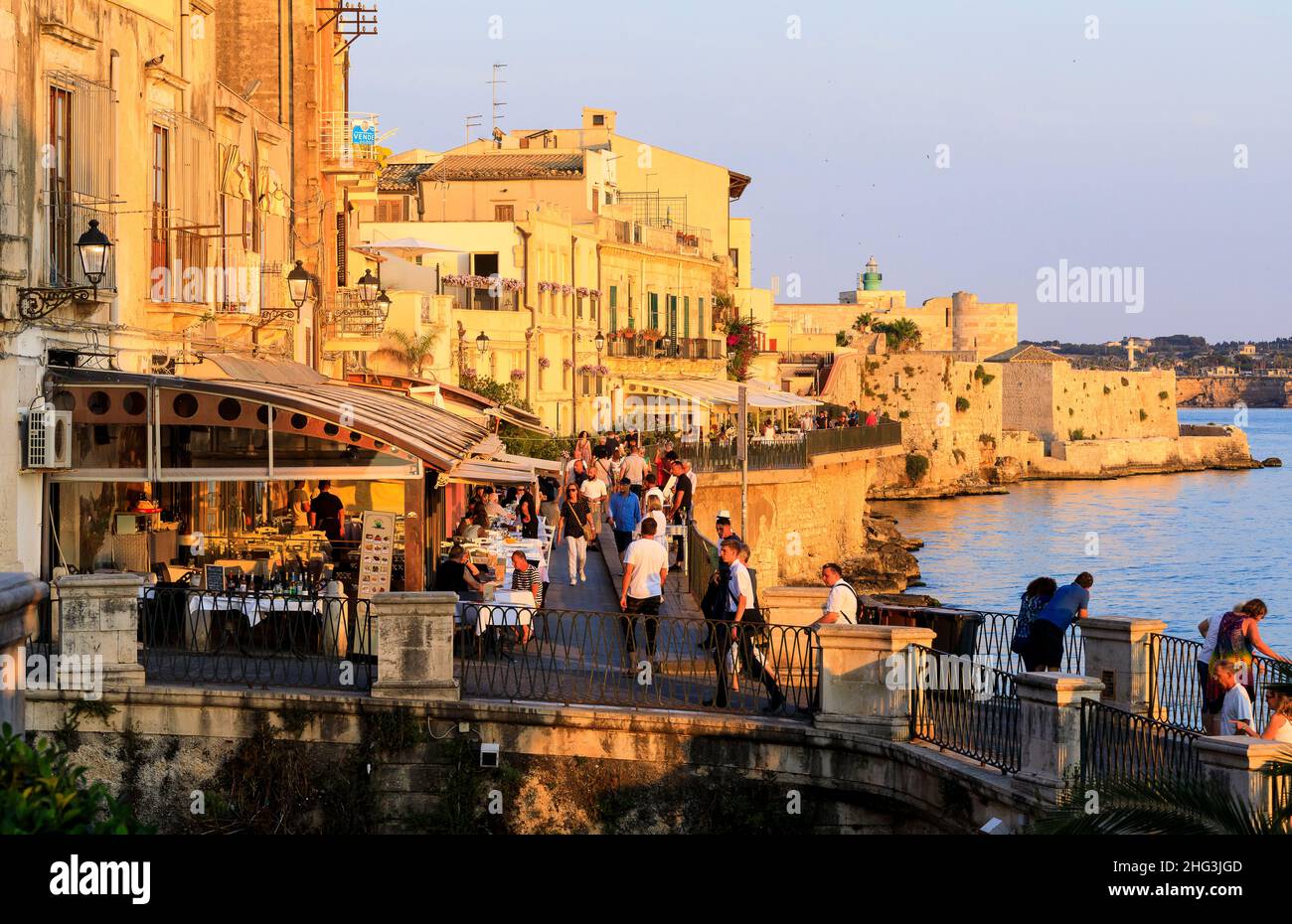 Waterfront, Ortigia, Syracuse, Sicily Stock Photo
