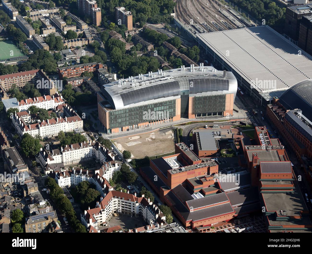 aerial view of Francis Crick Institute, next to St Pancras Station in North London Stock Photo