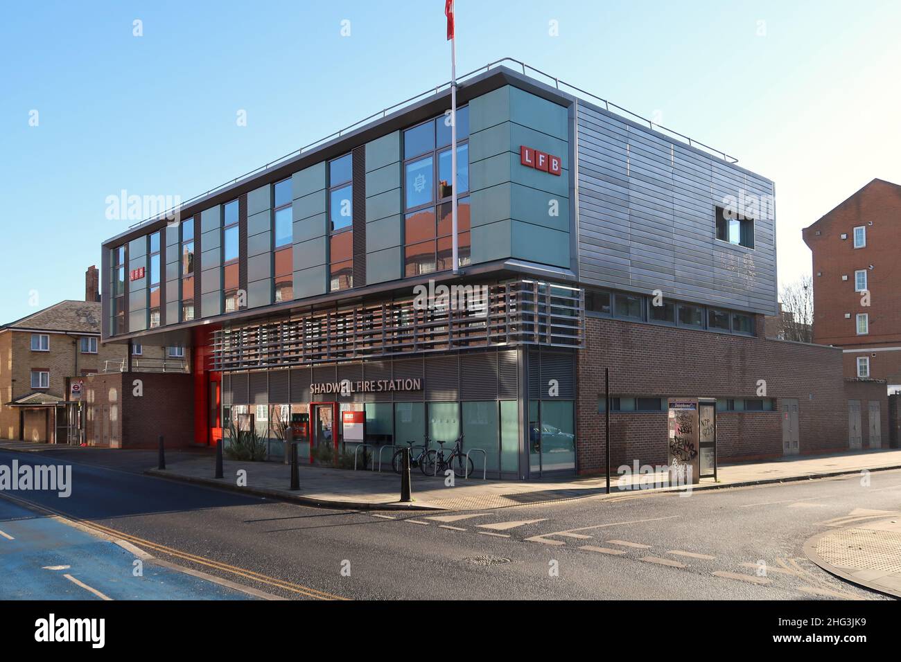 The newly rebuilt fire station at Shadwell, east London. Designed by BDP Arcitects, opened in 2014 Stock Photo