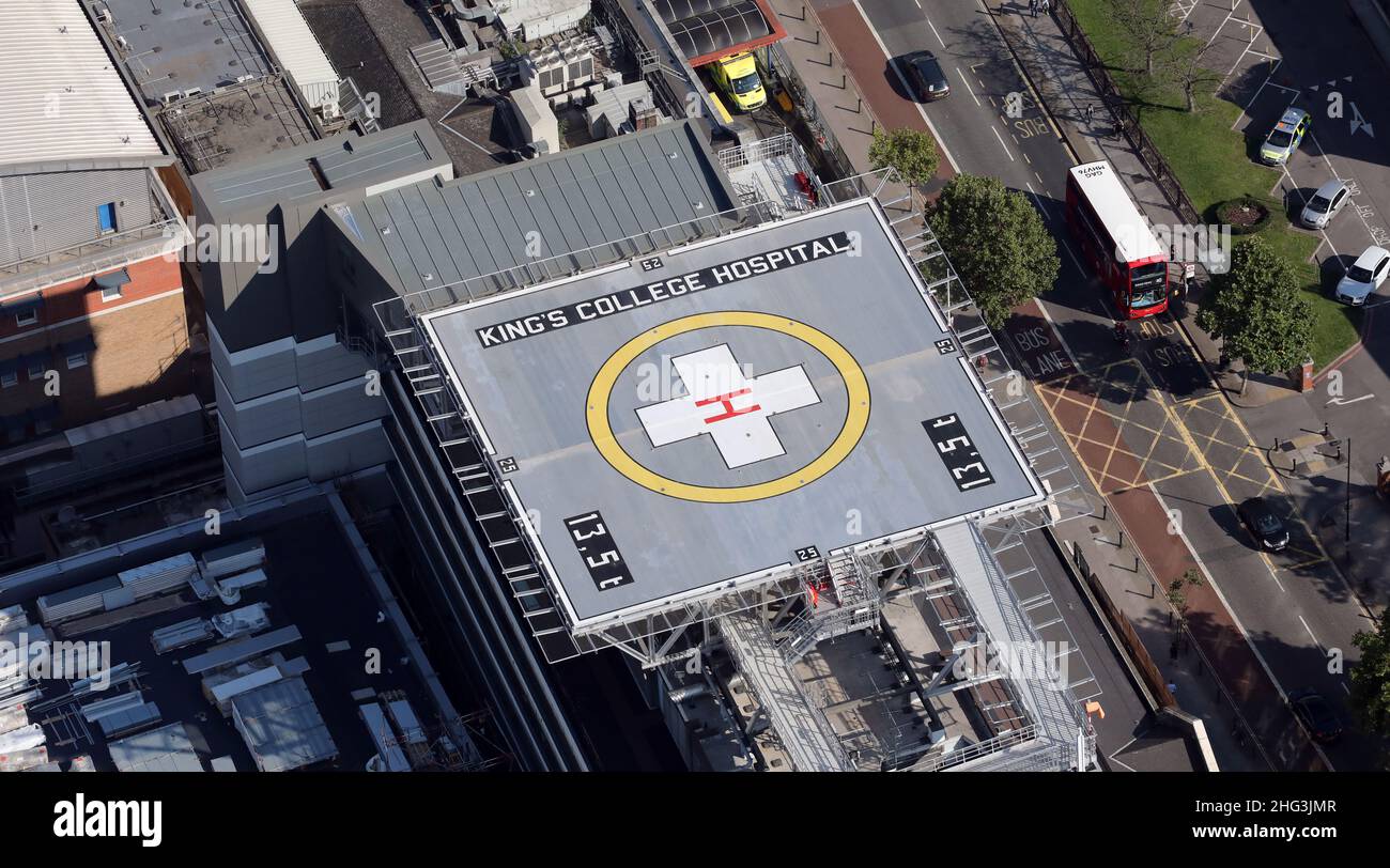 aerial view of the helipad of Kings College Hospital, London Stock Photo