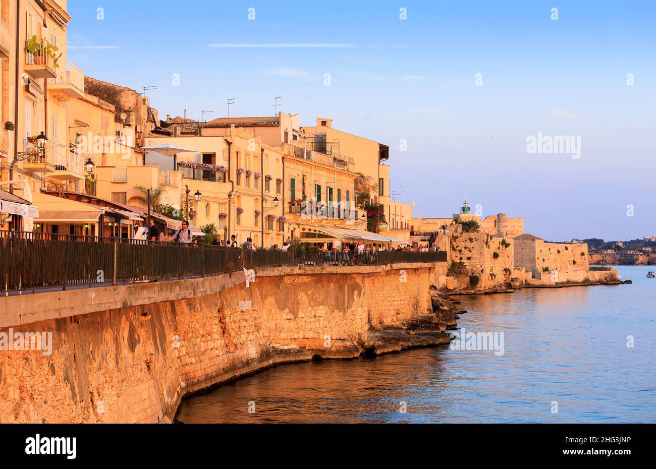 Waterfront, Ortigia, Syracuse, Sicily Stock Photo