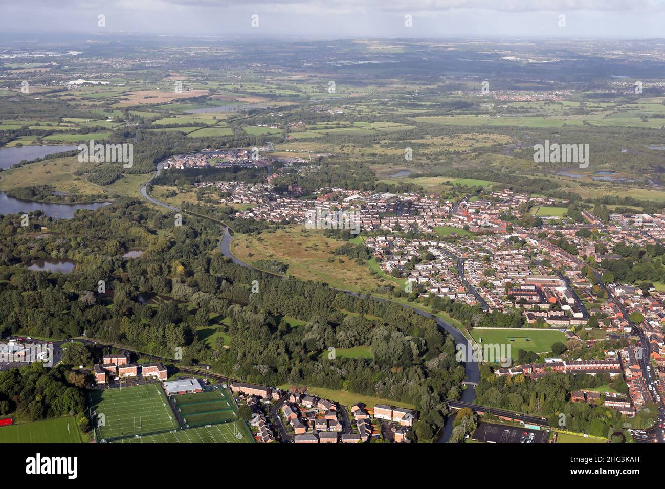 aerial view looking West of recent new housing developments at Firs