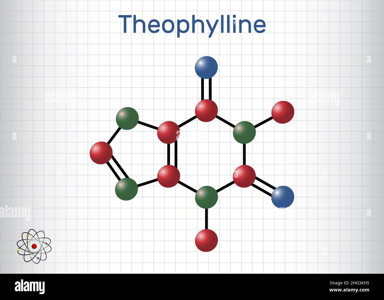 Theophylline or 1,3dimethylxanthine molecule. It is purine alkaloid