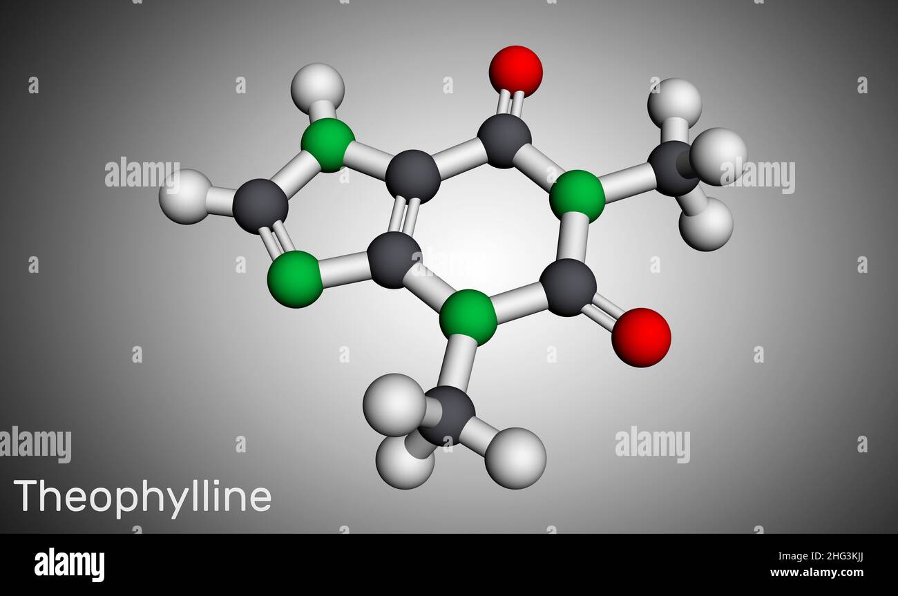 Theophylline or 1,3dimethylxanthine molecule. It is dimethylxanthine