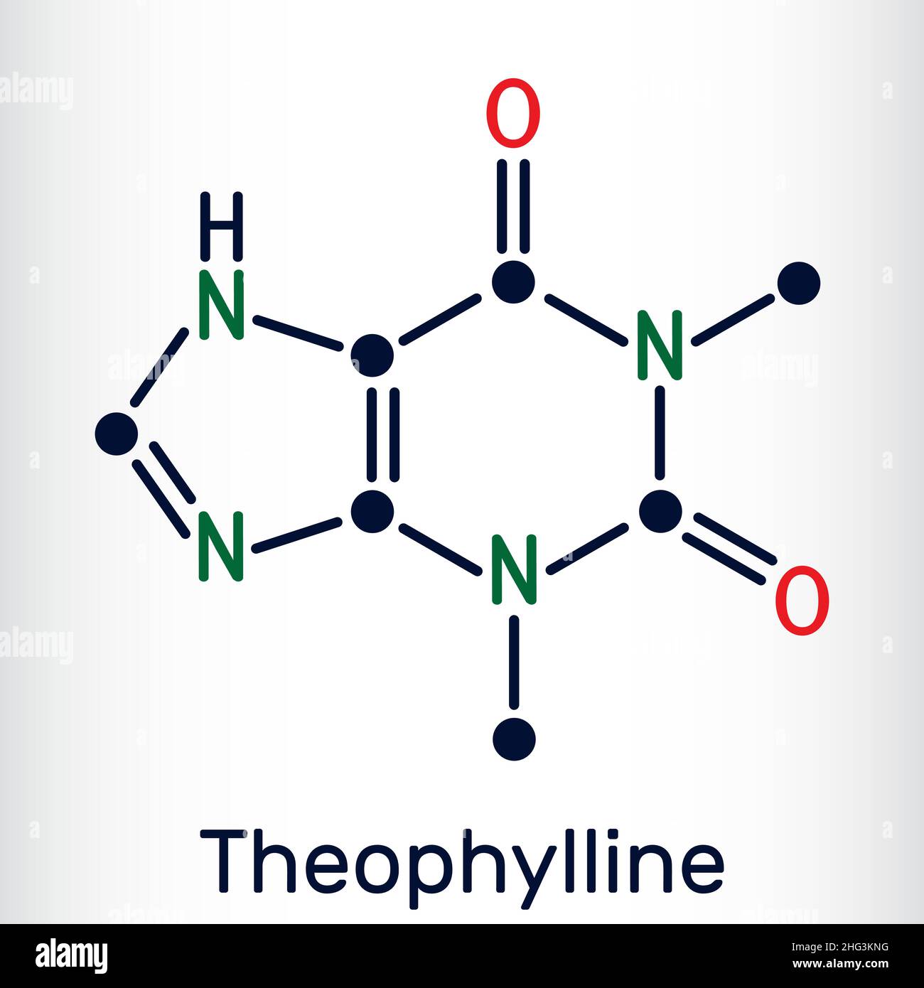 Theophylline or 1,3dimethylxanthine molecule. It is purine alkaloid