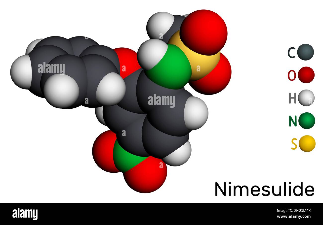 Nimesulide molecule. It is ia relatively COX-2 selective, nonsteroidal ...