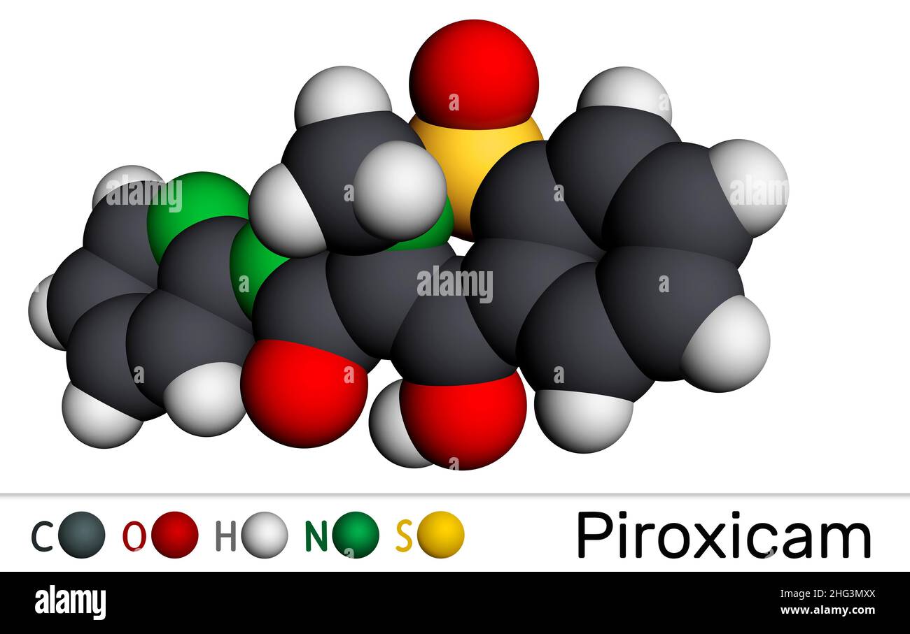 Piroxicam, piroksikam molecule. It is nonsteroidal antiinflammatory drug NSAID, used to treat