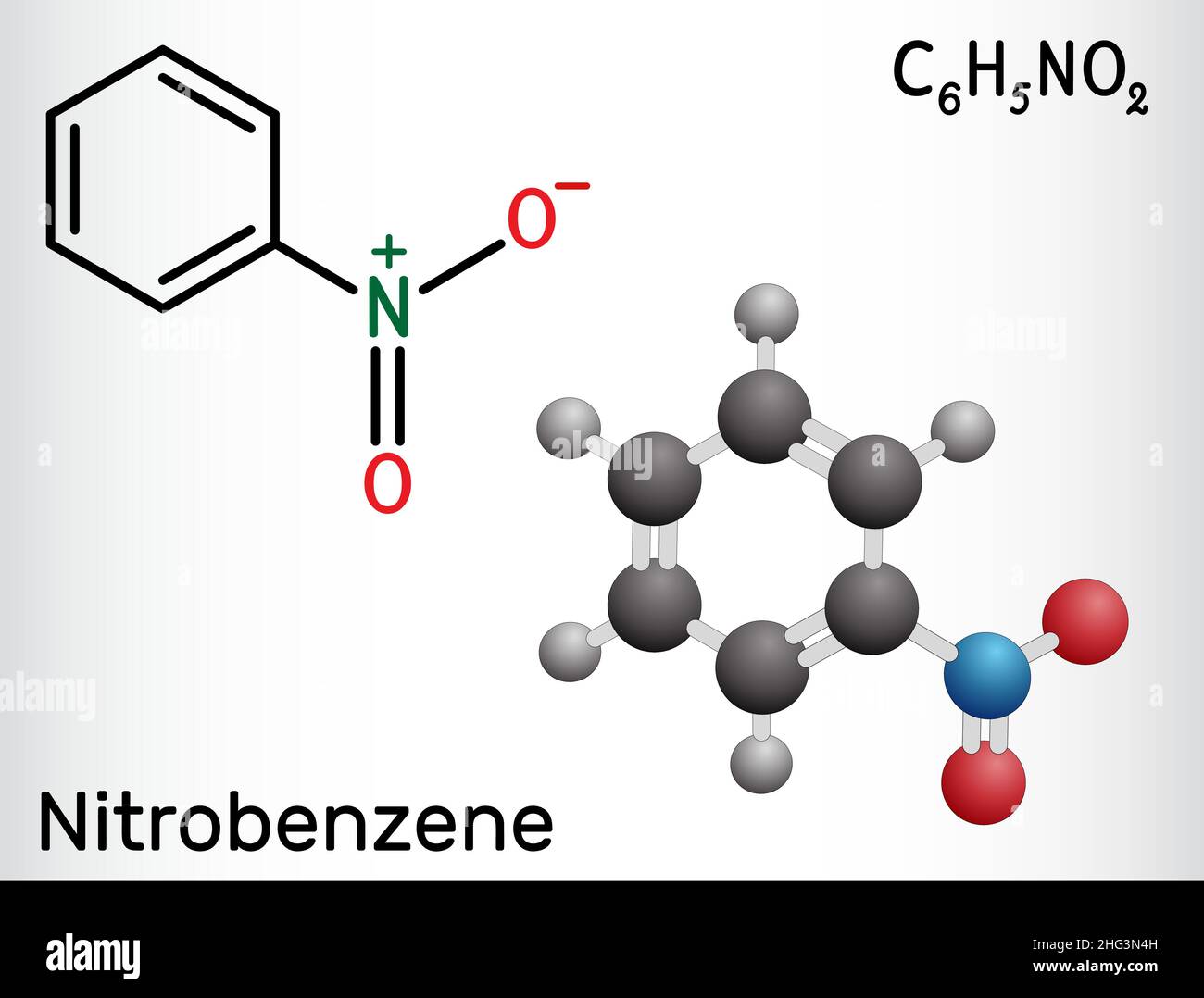 Nitrobenzene molecule. It is used in the manufacture of aniline, dyes