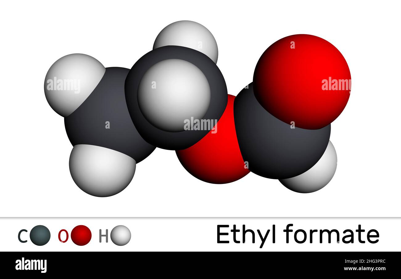 Ethyl formate, ethylformate, ethyl methanoate, formic ether molecule ...