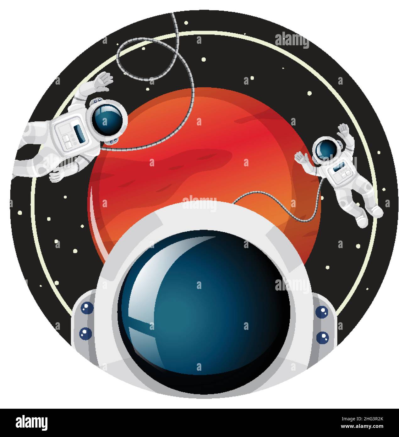Astronaut in the space badge on white background illustration Stock ...