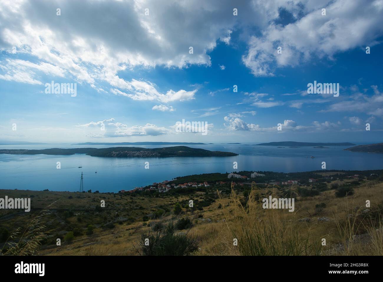 Sunrise view of seaside of the landscape next to Trogir, Croatia Stock Photo