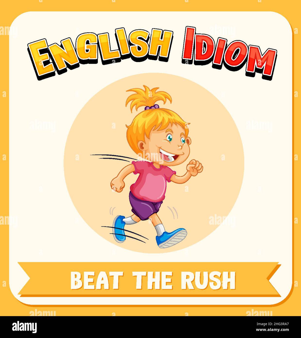 English idiom with picture description for beat the rush illustration