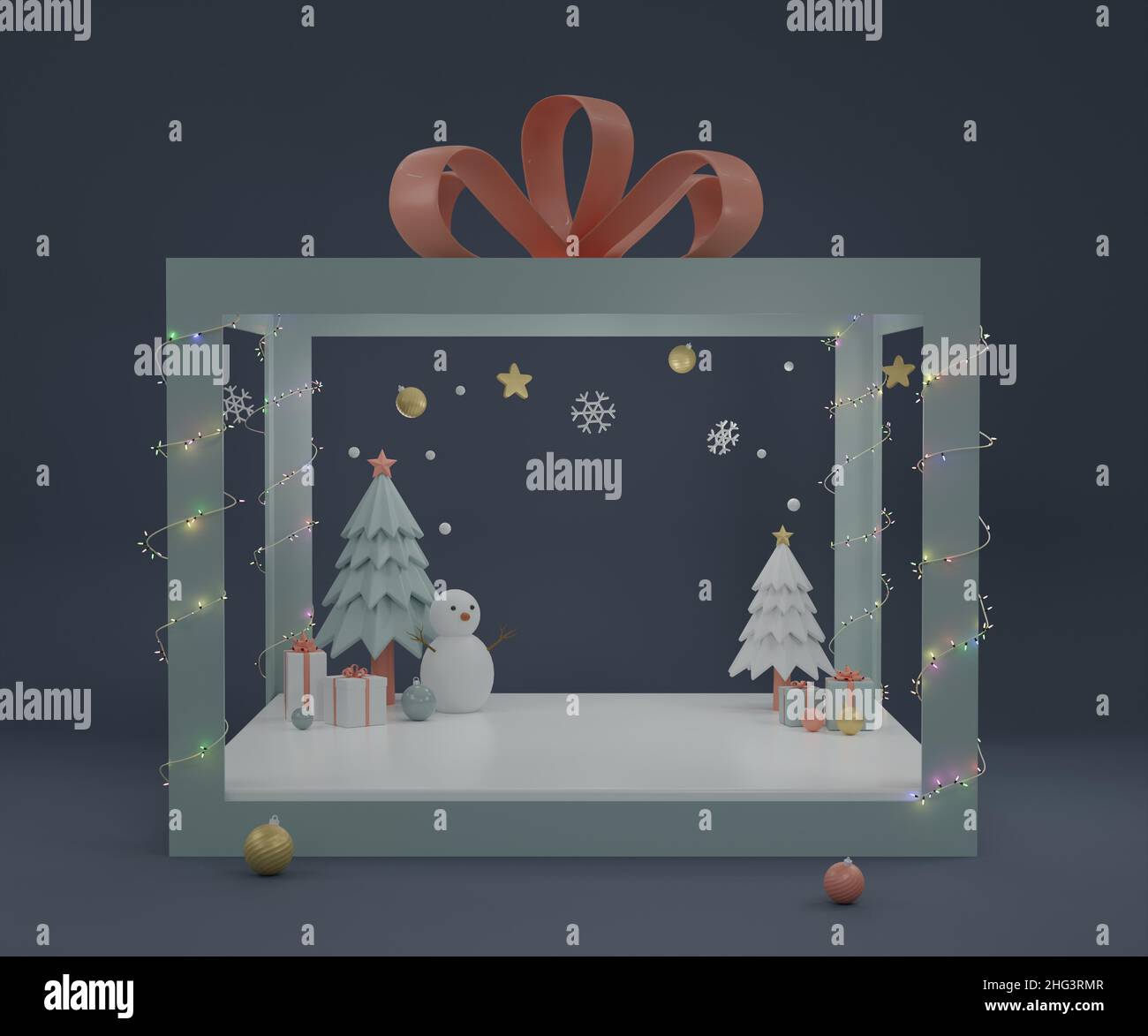 Christmas and new year party celebration event in huge present gift box ...