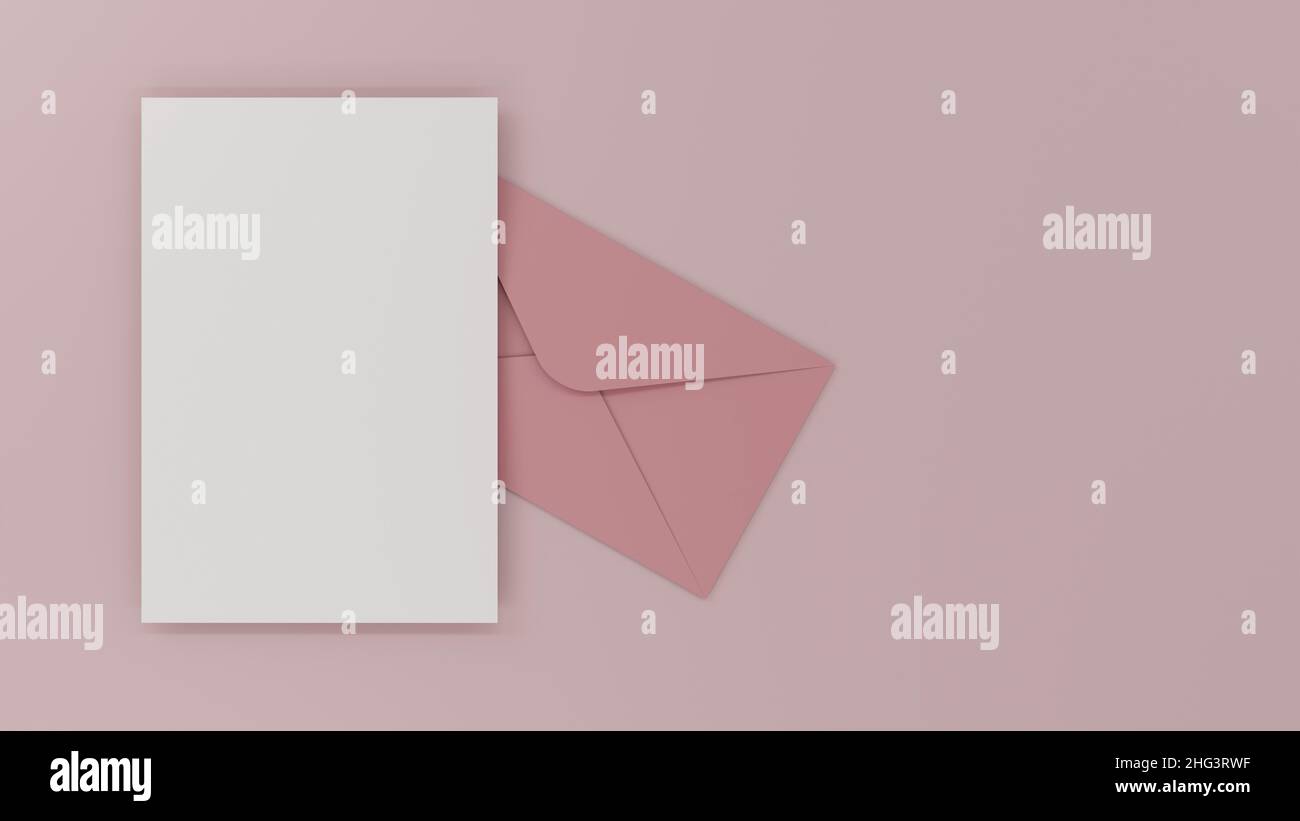 Empty Envelope Card Envelope with empty blank paper as festive holiday greeting card or ...