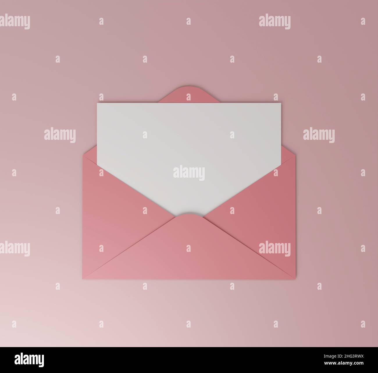 Empty Envelope Card Envelope with empty blank paper as festive holiday greeting card or ...