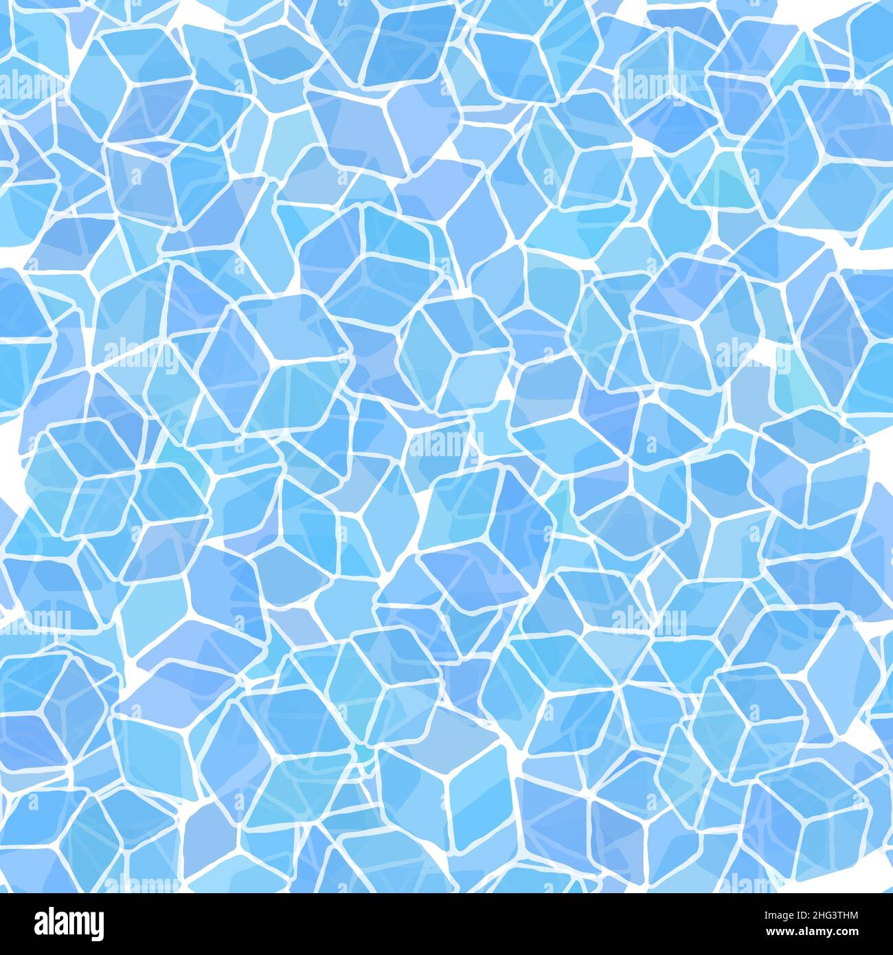 Ice Cubes for Drink on White Background. Blue Solid Crystal Set. Seamless Pattern Stock Vector