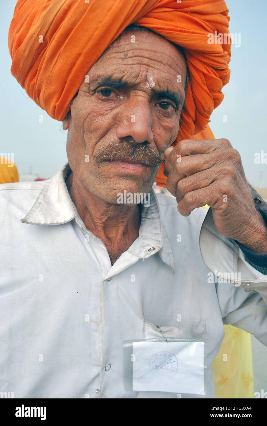 portrait of a devotee at ganga sagar fair Stock Photo