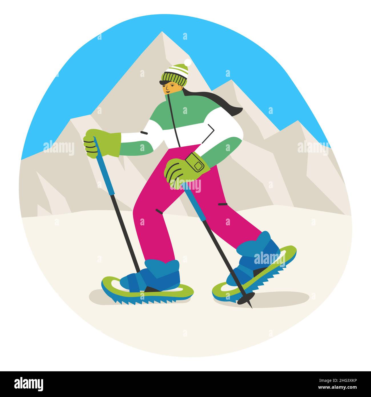 Creative abstract snowshoeing illustration Vector illustration Stock