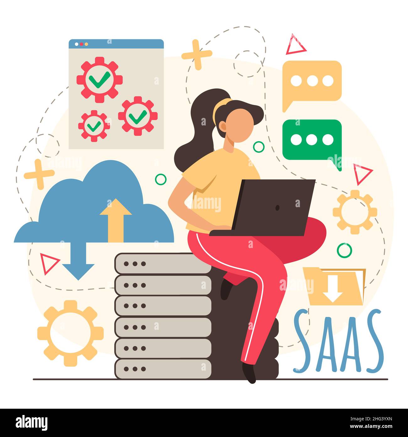 Flat design saas illustration Vector illustration. Stock Vector