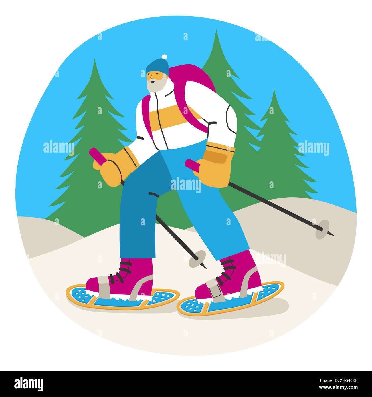 Creative abstract snowshoeing illustration Vector illustration Stock