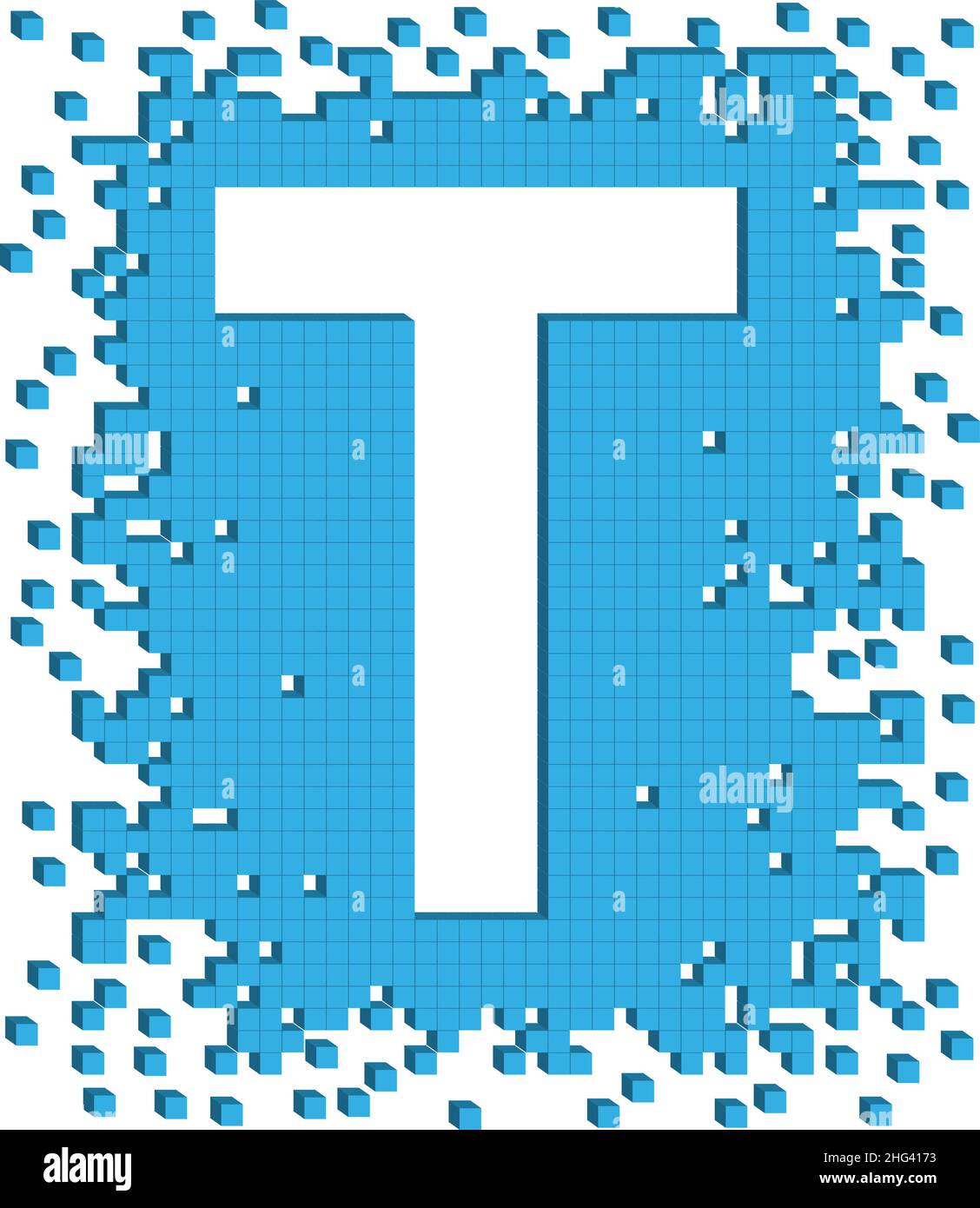 Vector illustration letter T with small three dimensional cubes Stock Vector