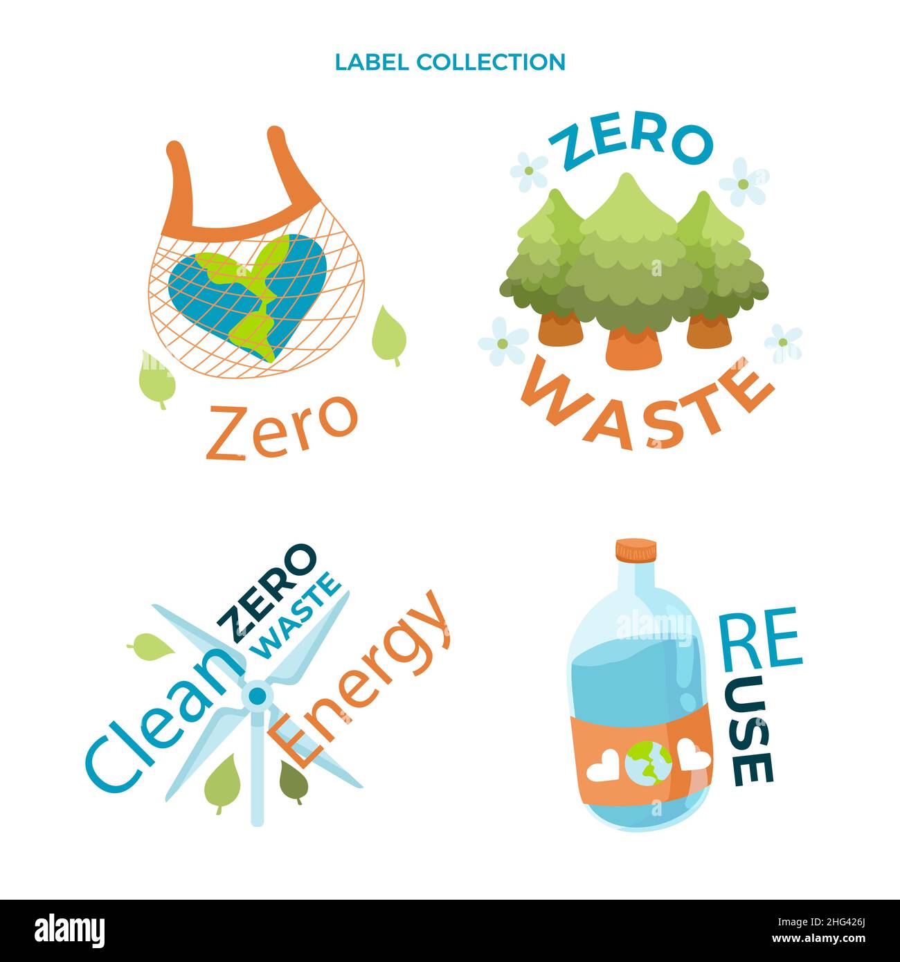 Hand drawn flat design eco friendly labels Vector illustration Stock ...