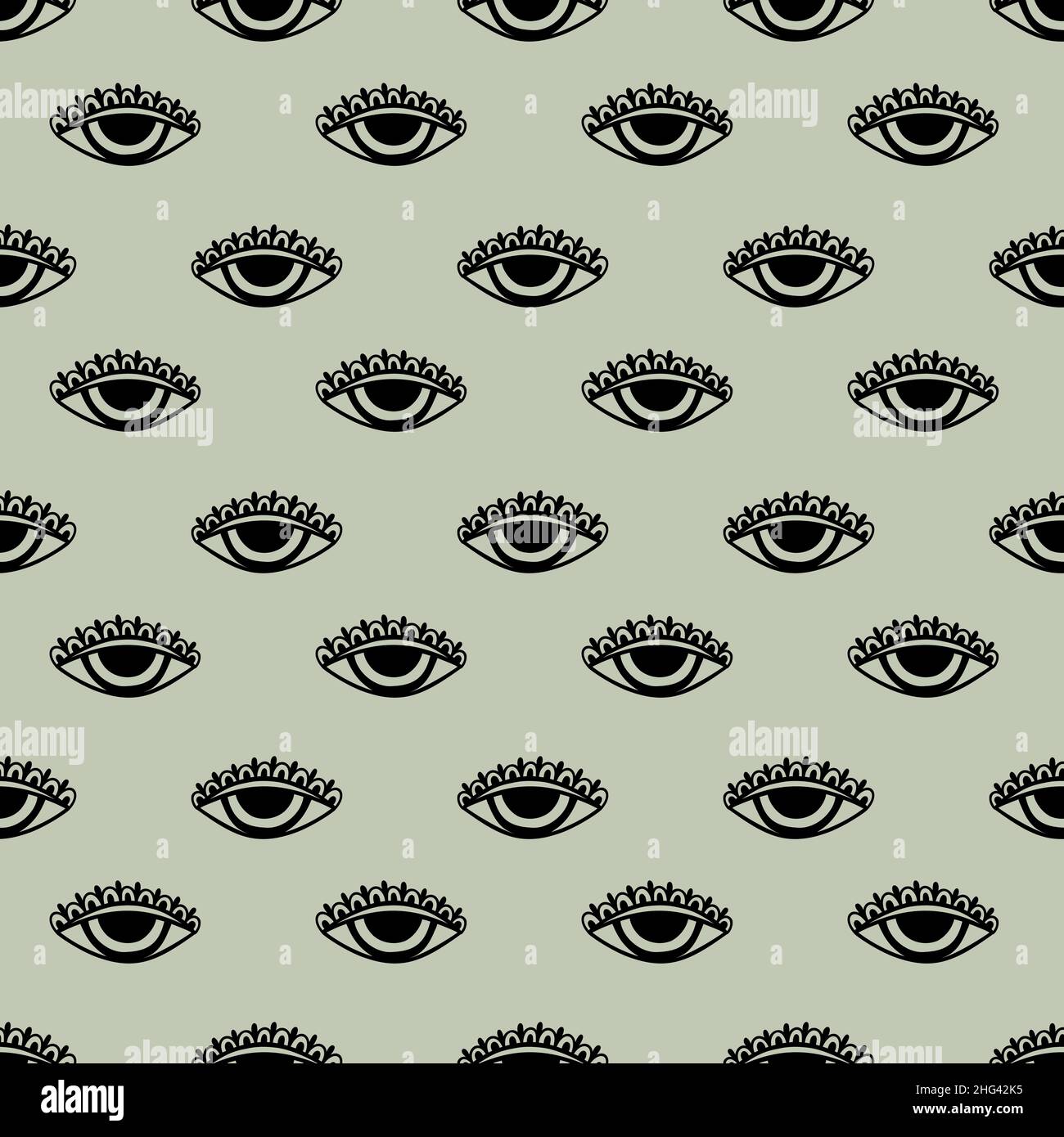 Seamless pattern Evil eye third element hand drawn.Esoteric mystic ...