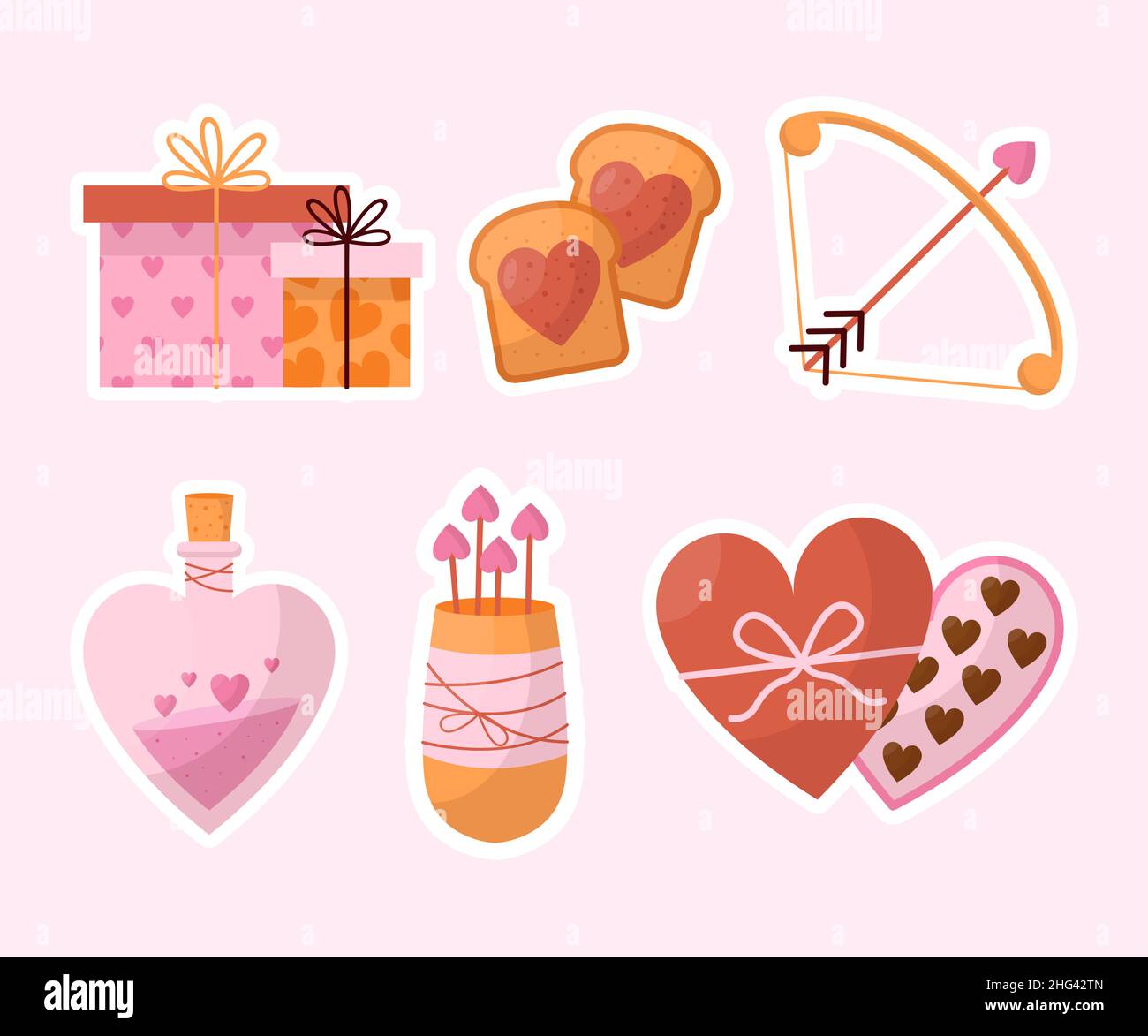 Flat valentines day stickers set Vector illustration Stock Vector Image ...