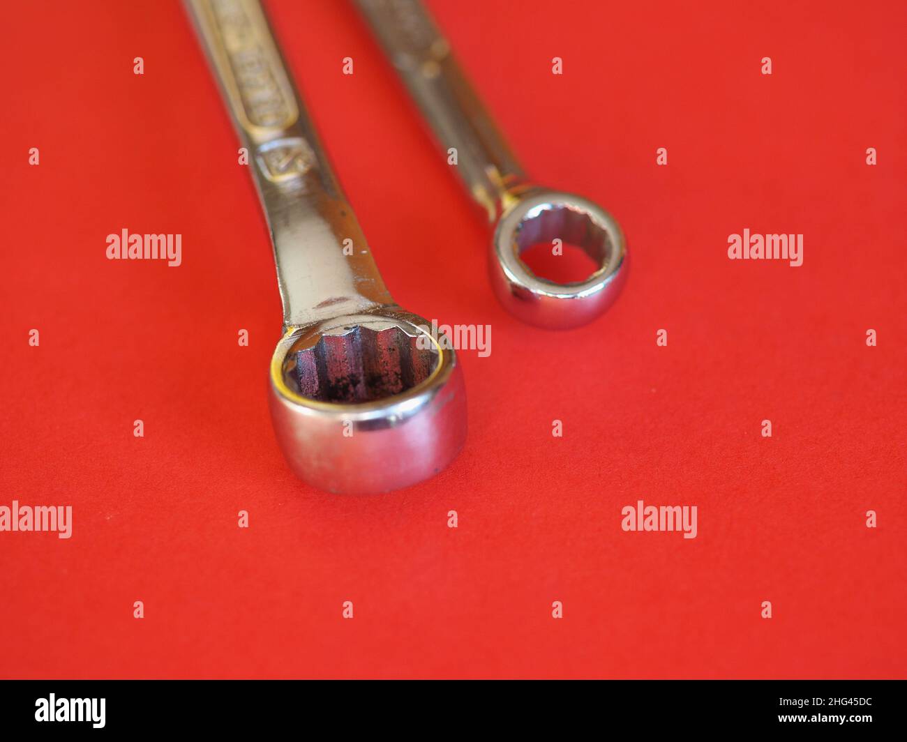 wrench aka spanner tool used to turn rotary fasteners such as nuts and