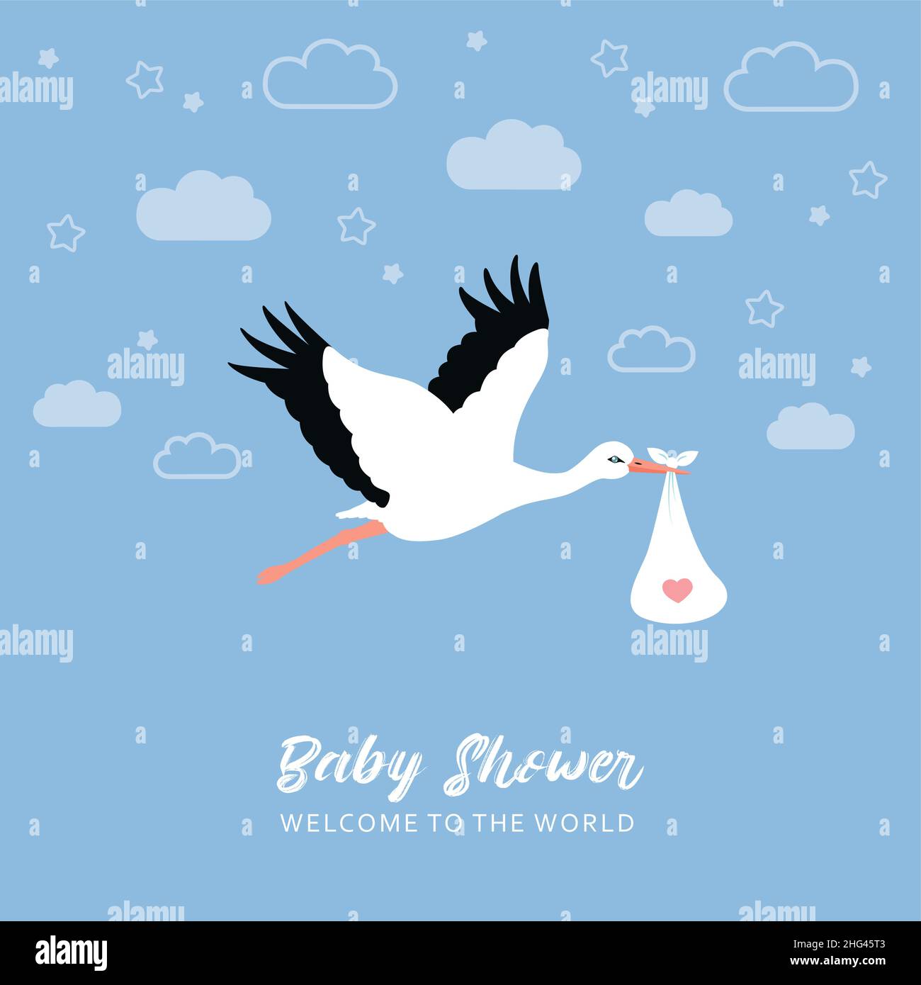 Handgezeichnete Baby-Shower-Karte – Storch Mit Baby – Süß & Persönlich Für Eltern & Familie