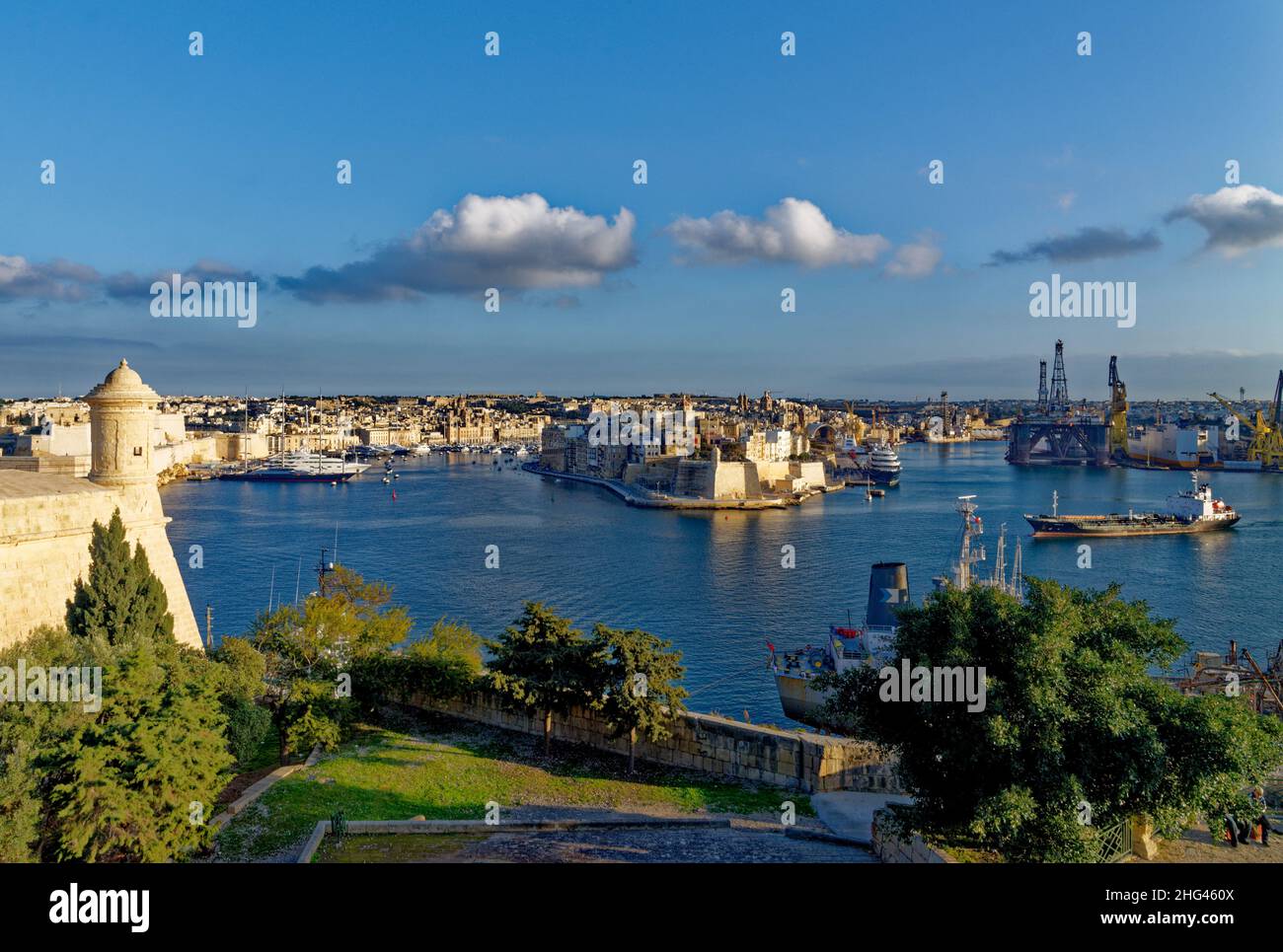 Fort bastion, Grand Harbour, Valletta, Malta - 02.02.2016 Stock Photo
