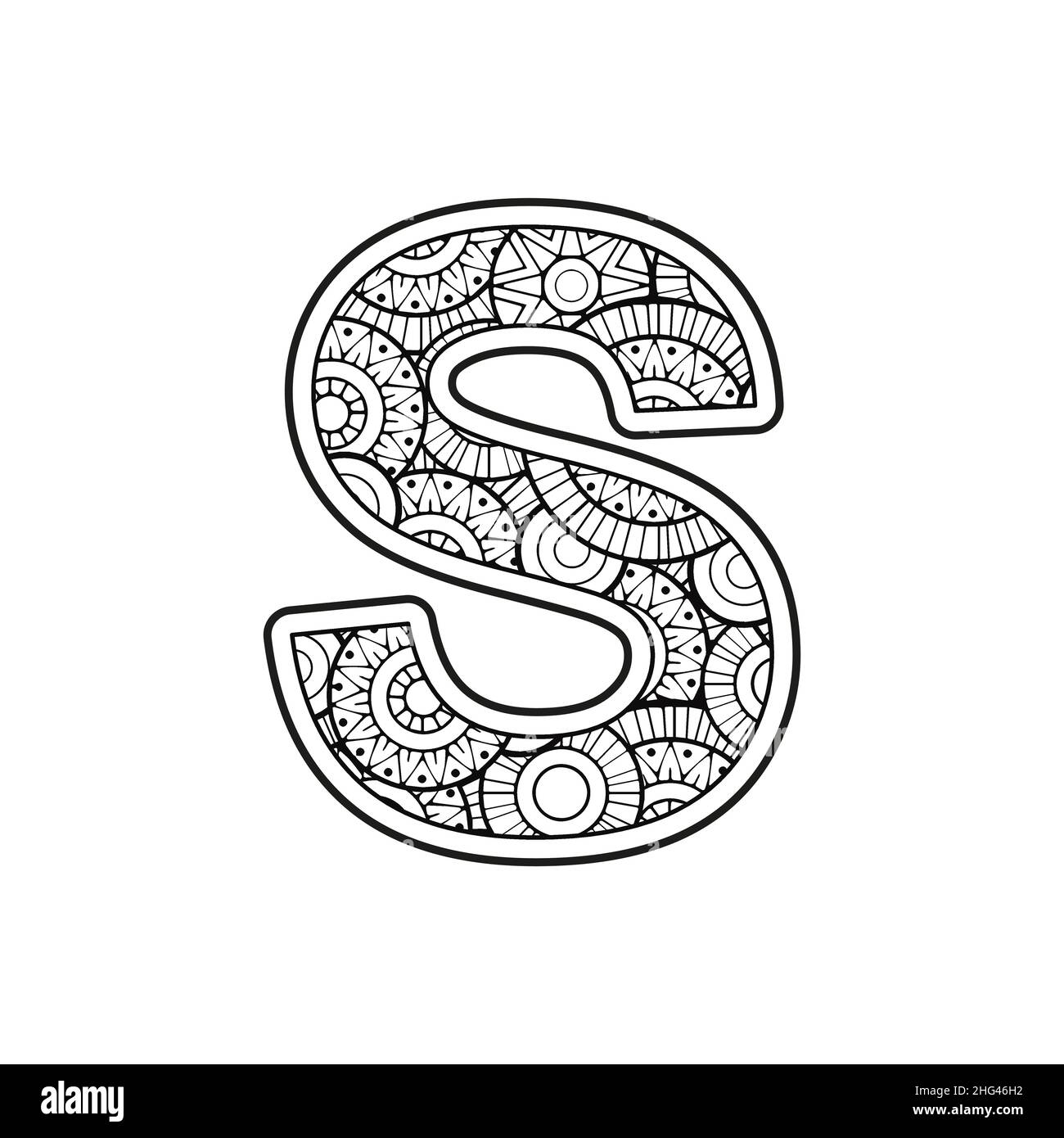Coloring page for adult. Contour Capital English Letter S with background a  mandala pattern Stock Vector Image & Art - Alamy