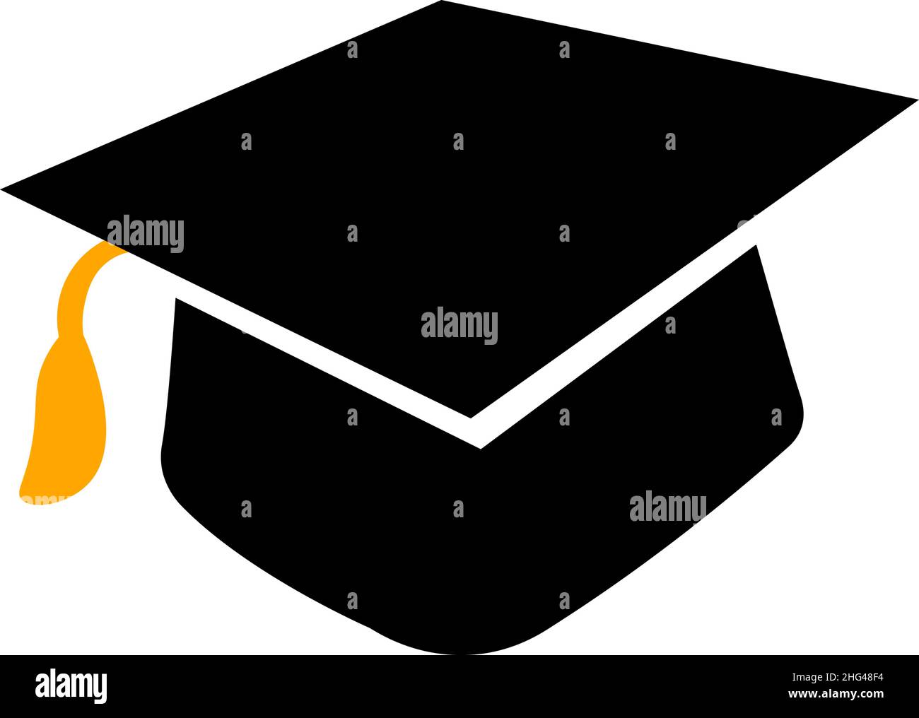 Graduation cap - vector icon. High school graduation. Black silhouette. Square academic cap. Stock Vector