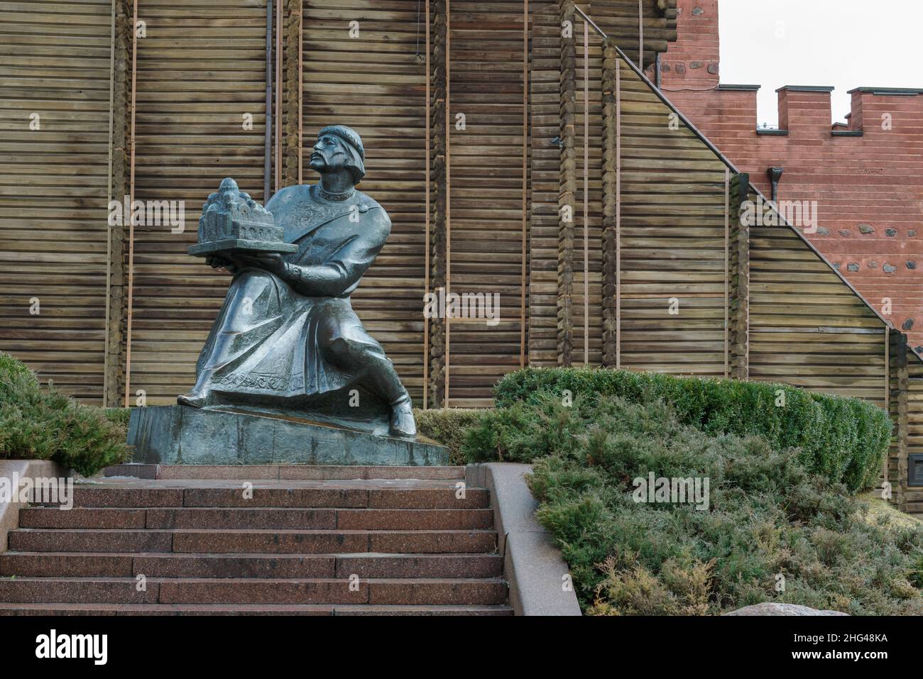 Kiev, Ukraine - January 01, 2022: Monument to Yaroslav the Wise - Grand Duke of Kiev, located next to the Golden Gate. Stock Photo