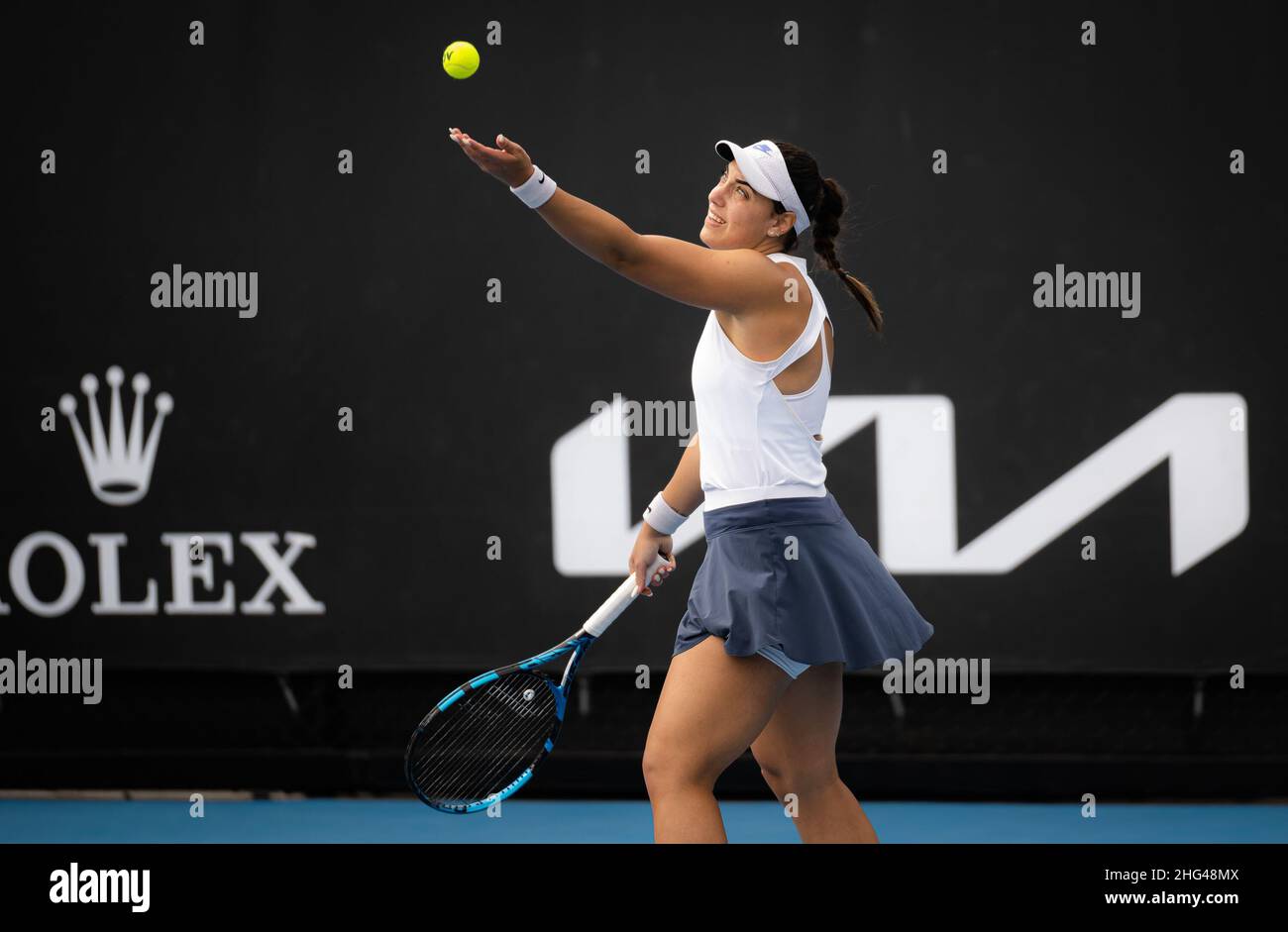 18th January 2022. Ana Konjuh of Croatia in action against Shelby Rogers of United States during the first round of the 2022 Australian Open, WTA Grand Slam tennis tournament on January 18, 2022 at Melbourne Park in Melbourne, Australia - Photo: Rob Prange/DPPI/LiveMedia Credit: Independent Photo Agency/Alamy Live News Stock Photo