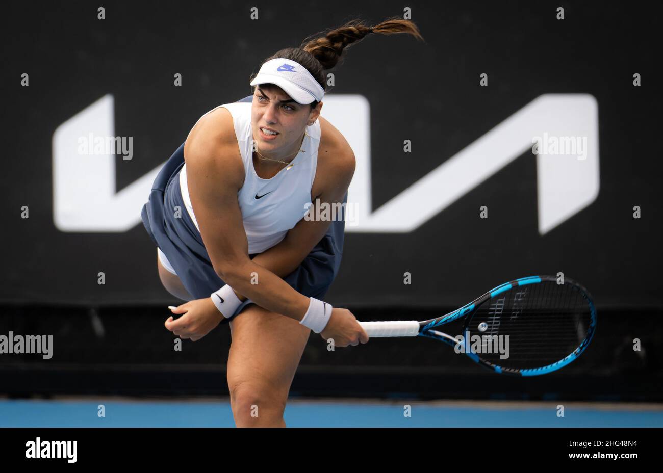 18th January 2022. Ana Konjuh of Croatia in action against Shelby Rogers of United States during the first round of the 2022 Australian Open, WTA Grand Slam tennis tournament on January 18, 2022 at Melbourne Park in Melbourne, Australia - Photo: Rob Prange/DPPI/LiveMedia Credit: Independent Photo Agency/Alamy Live News Stock Photo