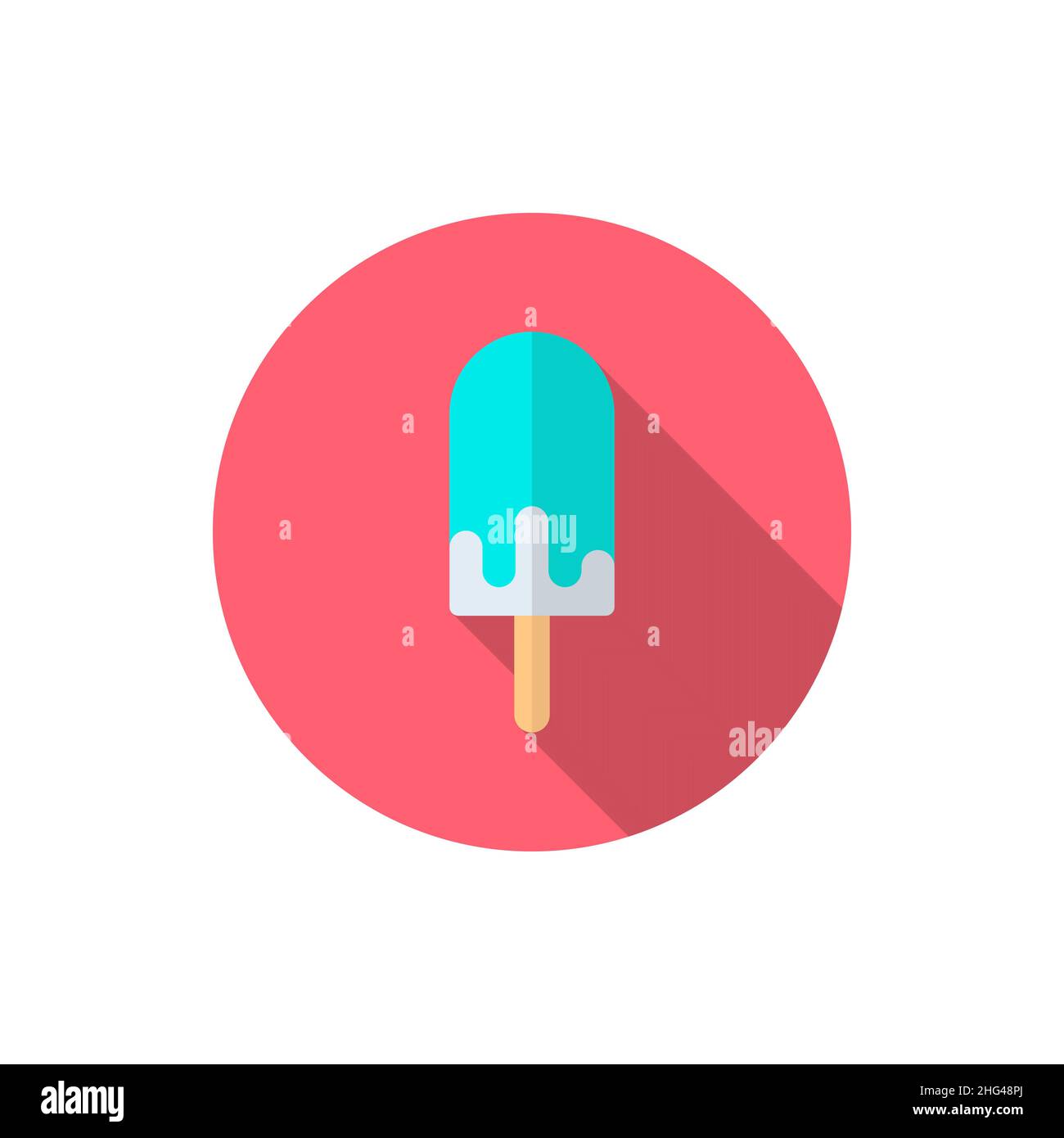 popsicle flat icon with long shadow on blue circle background , vector illustration , eps10 Stock Vector