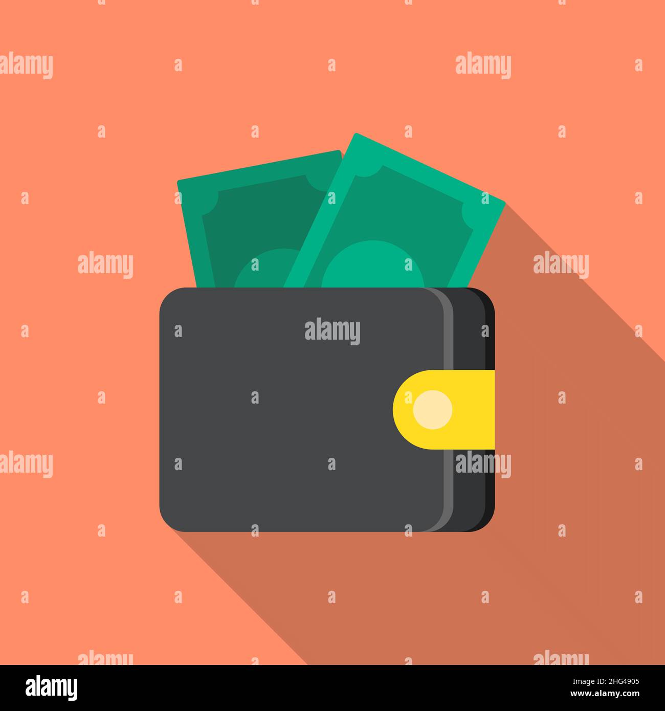 Wallet icon, vector illustration. Flat design style with long shadow,eps10 Stock Vector