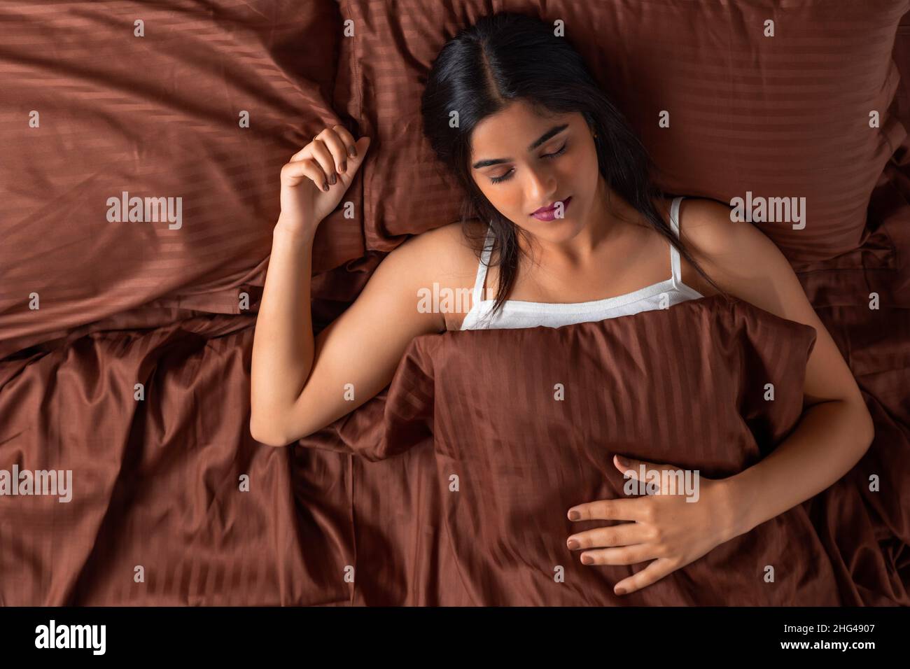 Portrait of a beautiful young sleeping girl Stock Photo