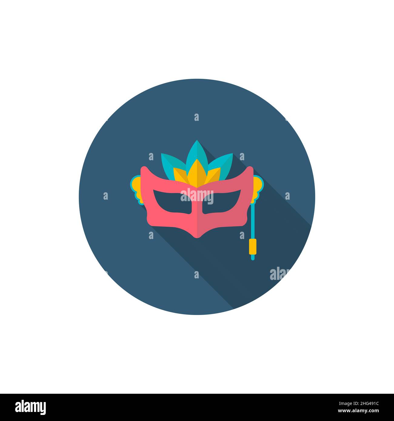 Party mask icon , Vector flat long shadow design. Stock Vector