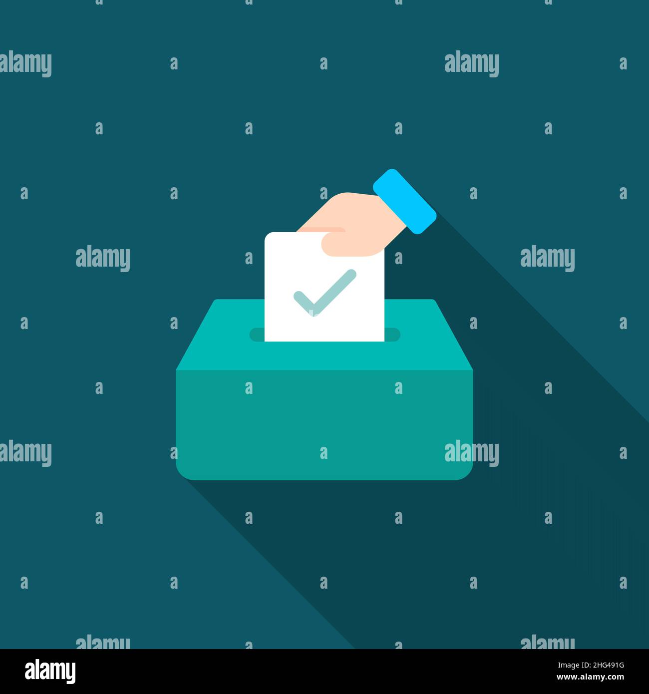 Ballot box icon , Vector flat long shadow design. Stock Vector
