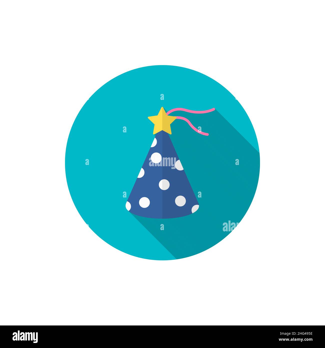 Party hat icon , Vector flat long shadow design. Stock Vector