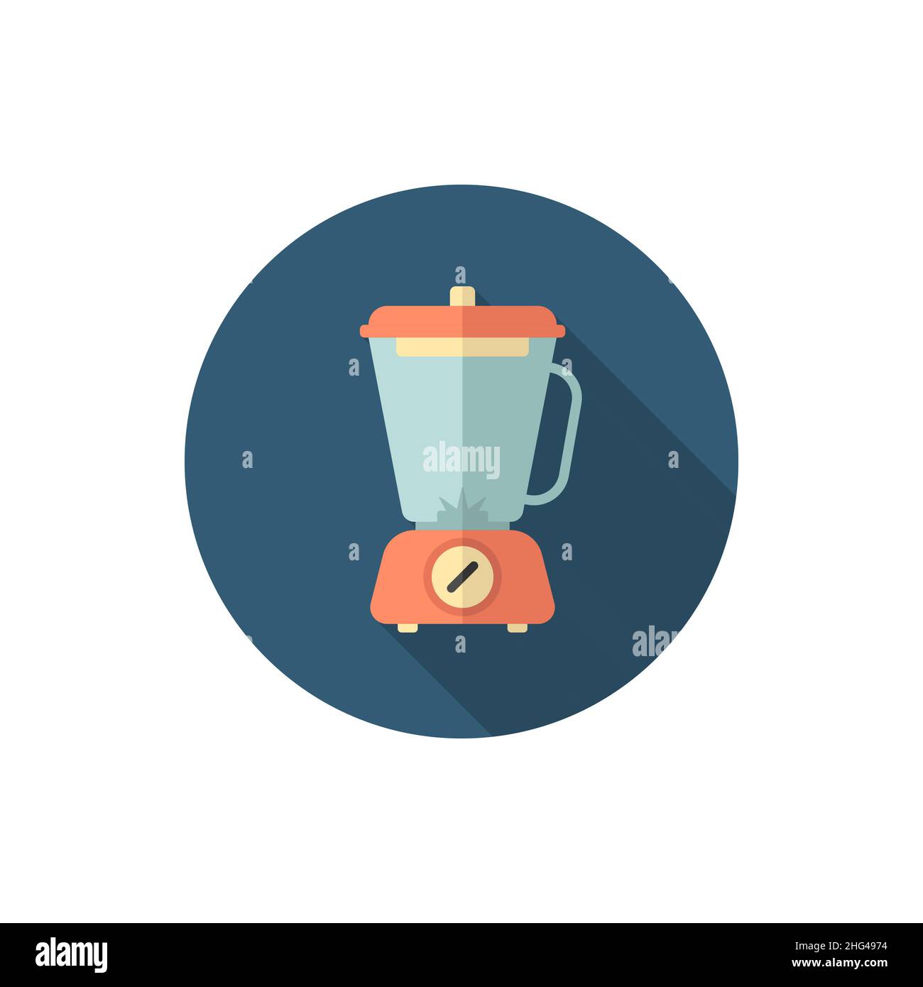 Kitchenware juicer flat icon with long shadow,circle,eps10,interface,button Stock Vector