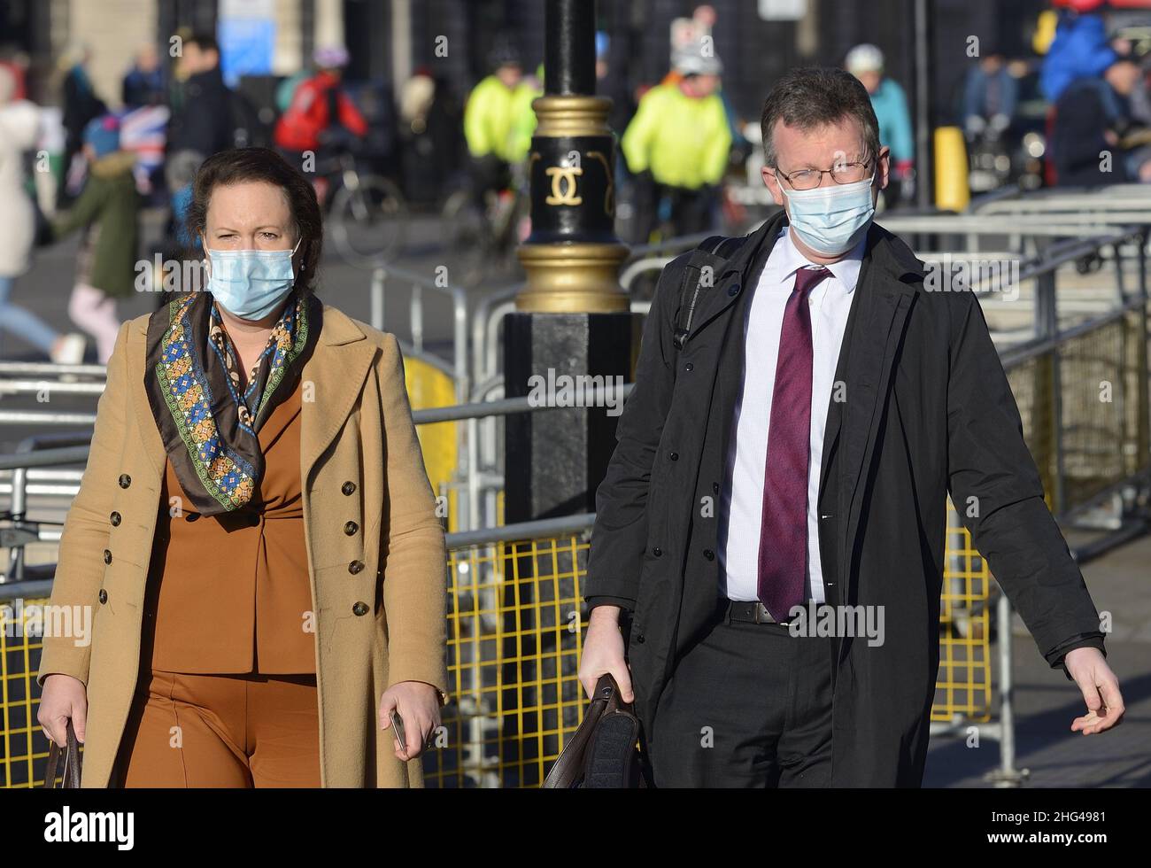 Victoria Prentice MP (Con: Banbury) and Jeremy Wright MP (former Secretary of State for Digital, Culture, Media and Sport) arriving at Parliament, 5th Stock Photo