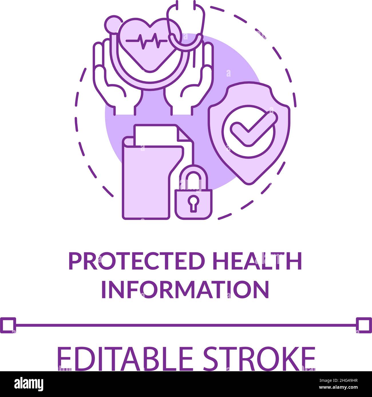 Protected health information purple concept icon Stock Vector Image